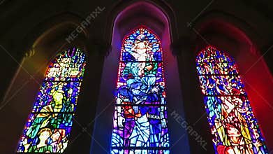 Triple Stained Glass Window and Choir Singing