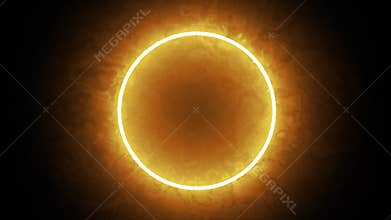 Circle hot flare glowing effect with black background.Color light lens flare. easy to add overlay or screen filter.