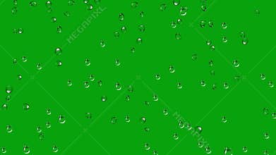 Rain drops on glass with green screen background