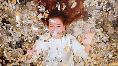 Fancy party entertainment joy amused girl confetti