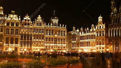 Grand Place Bruxelles Belgium main square at night timelapse footage
