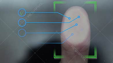 Close up of scanning fingerprint on screen and getting access.
