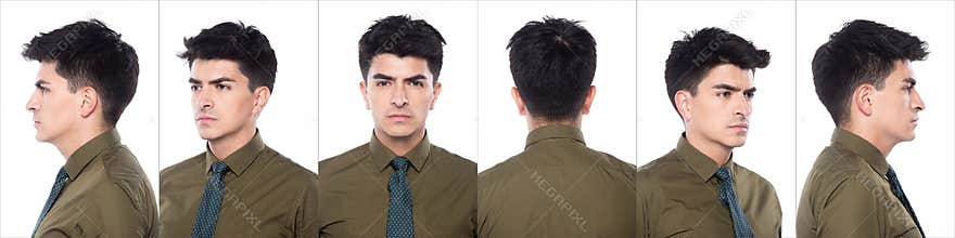 Business caucasian Man wear dark green shirt smile