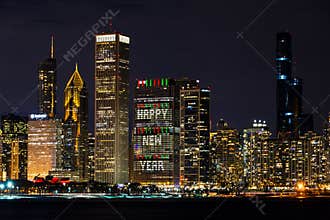 Happy New Year on Blue Cross Blue Shield Tower