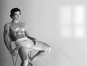 shirtless man