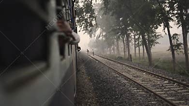 City lower class train with passengers. India