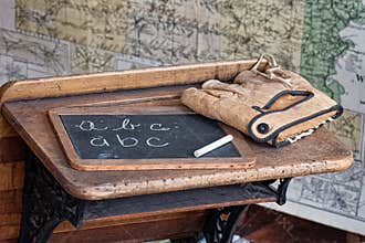 Vintage Desk and Old Glave