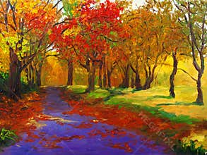 Oil Painting - Maple in Autumn
