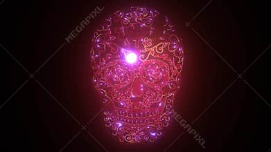 Ornate one color day of the dead sugar skull
