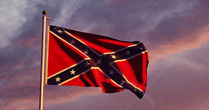 Confederate flag waving in the sky shows American Civil War - 4k