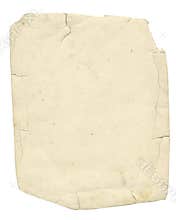 Old textured paper with tattered edge and clipping path.