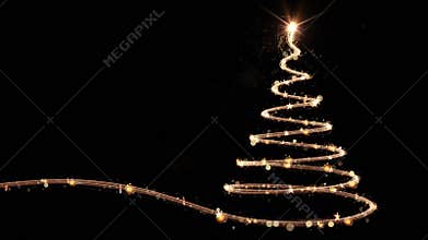 Glowing gold Christmas tree animation