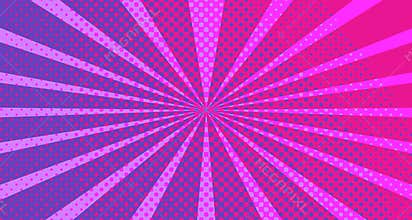 Pop art background abstract creative vector comics style blank layout template with clouds beams and isolated dots pattern. For