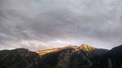 India jammu kasmir himalay sunrise in mountain with rainbow
