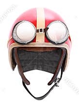 Retro helmet with goggles.