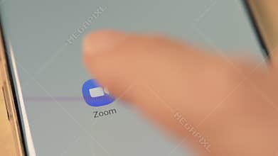 Barcelona, Spain. April 2020: zoom is a popular app for videocalls.