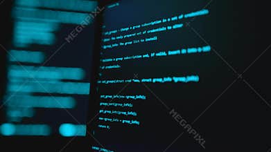 Writing programming code on laptop. Web site codes on computer monitor. Technology background. Software background