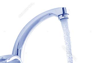 Water flowing from the faucet