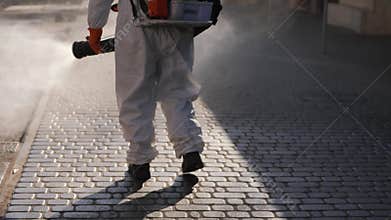 Street disinfection. COVID-19