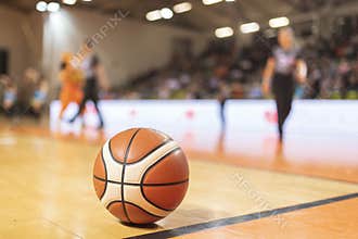 Basketball ball on the parquet