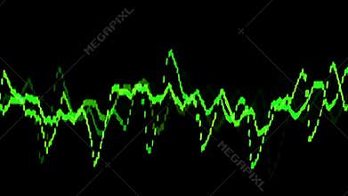 Oscilloscope waveforms oscillating - Green Color
