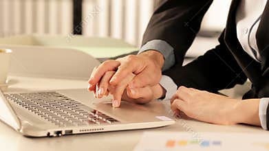 Female executive being harassed by boss at office