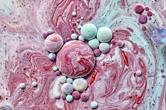 Colourful acrylic bubbles.Abstract ink design template mixed texture background. Liquid color backdrop. Wallpaper pattern. Oil