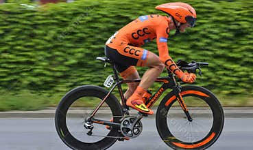 Bicyclist in competition of Tour de France 2015 which was held in Switzerland