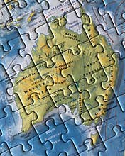 World Map as a jigsaw puzzle. Australia