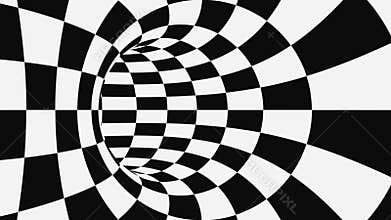 Black and white psychedelic optical illusion. Abstract hypnotic background.