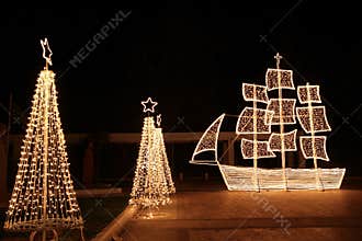 Christmas ship at night
