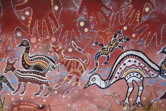 Aborigine art on wood