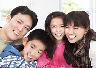 Happy asian family