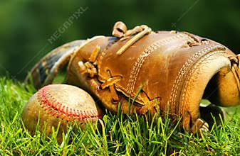Old glove and baseball