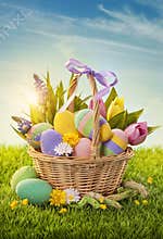 Basket with easter eggs