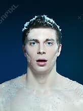 Young frozen man