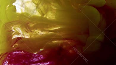 Abstract Powerful Vivid Color Ink Drops Spreading in Water Texture