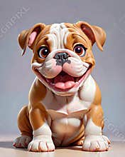 Bulldog puppy smiling dog cartoon character portrait
