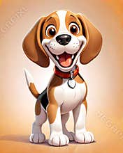 Beagle puppy dog children cartoon character illustration
