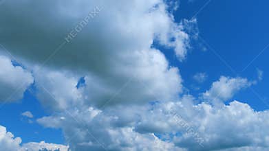 Nature Of Blue Sky With Clouds In Morning. Blue Sky Background With Clouds. Blue Sky With White Clouds. Zoom Out.