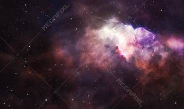 Pink nebula in deep space