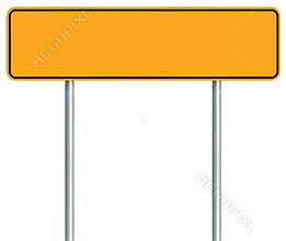 Blank Yellow Road Sign, Isolated Large Warning Copy Space, Black