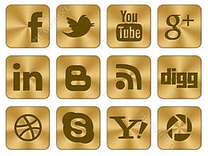 Golden icons Social set