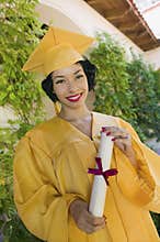 Female Graduating Student In An Academic Gown