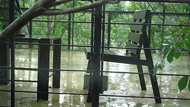 Rainny mood , Raindrops bokeh on mirror. Heavy rain outside.