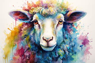 watercolor Sheep Cute sheep watercolor illustrations Cute goat hand-painted watercolor animals