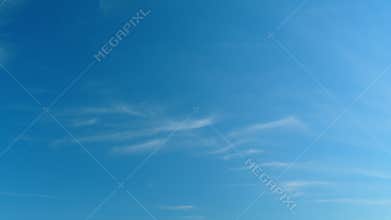 Vast Blue Sky And Clouds. White Curly Clouds In Blue Sky. Beautiful Blue Sky And Clouds. Timelapse.