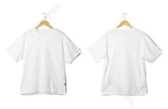 White Oversize T shirt mockup hanging, Realistic t-shirt.