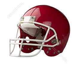 Red American football helmet