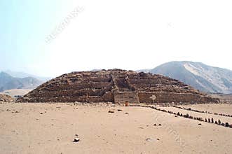 The ancient archaeological site of Caral, near Supe, Barranca Province, Peru. Caral is a UNESCO world heritage site and considered